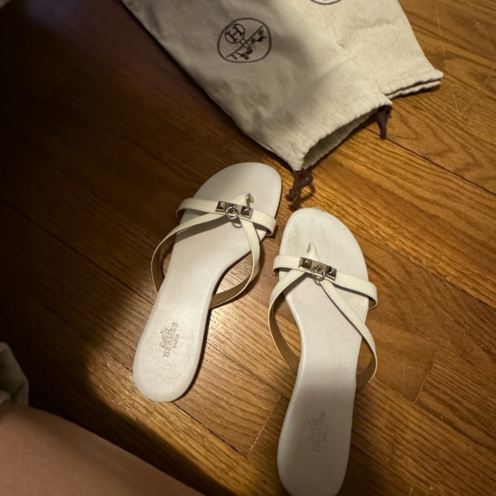 Hermes Corfou Sandals White size 38